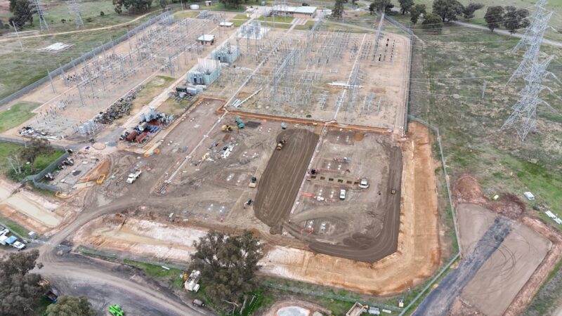 An image of the Wagga Wagga substation under construction